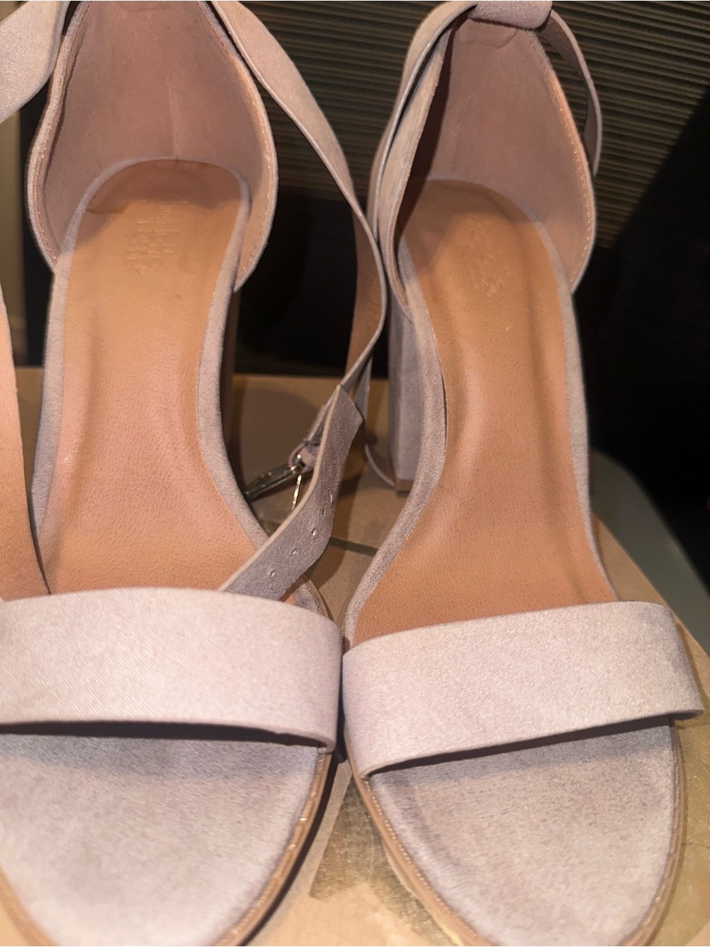 Taupe Block Heels